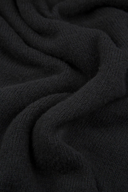 Exposed Seam Loose Black Wool Sweater