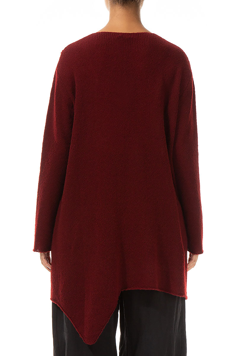 Exposed Seam Loose Maroon Wool Sweater