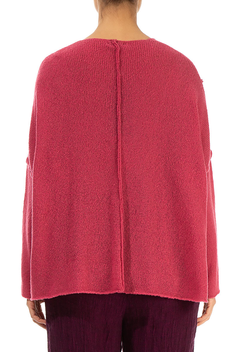 Exposed Seam Pink Punch Wool Sweater