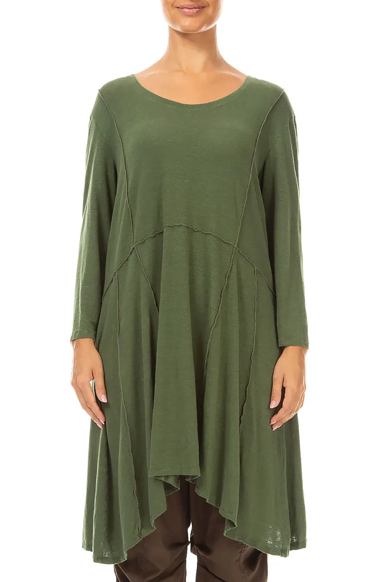 Exposed Seam Shamrock Green Soft Linen Tunic