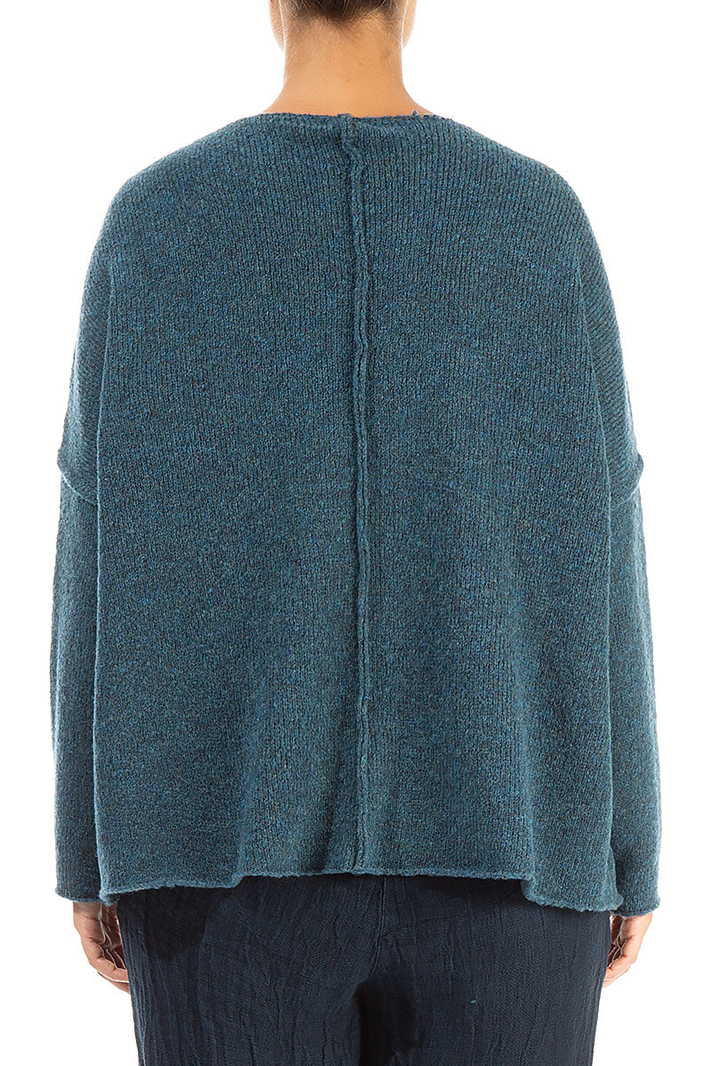 Exposed Seam Teal Wool Sweater