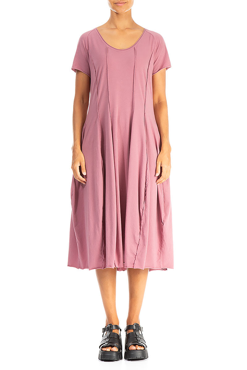 Exposed Seams Mauve Taupe Cotton Dress L Exposed Seams Mauve Taupe Cotton Dress L