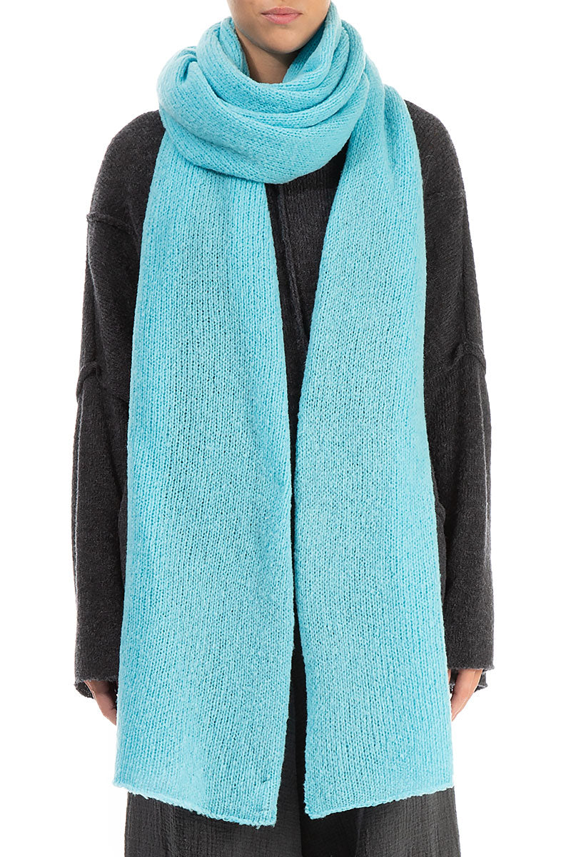 Extra Long Ice Blue Soft Wool Scarf