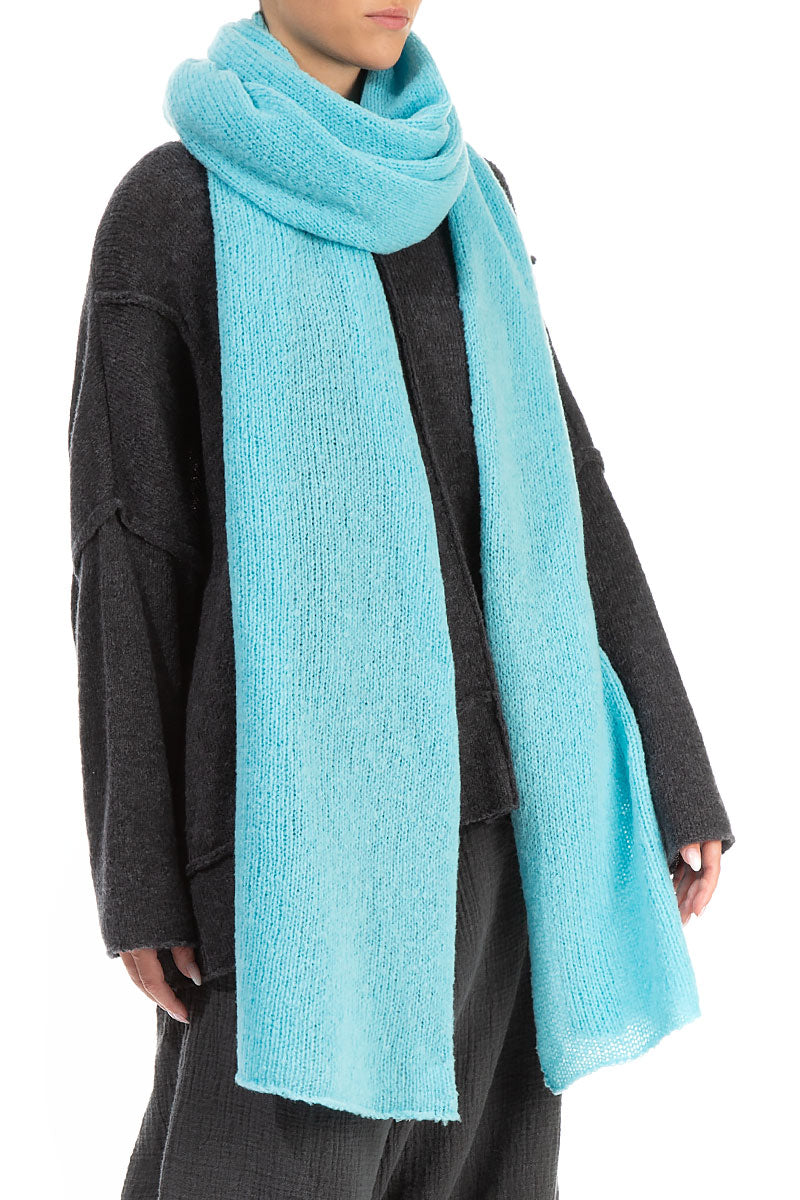 Extra Long Ice Blue Soft Wool Scarf