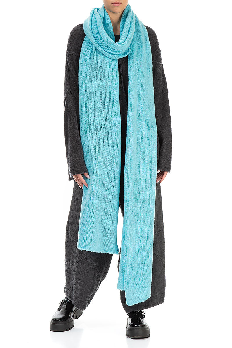 Extra Long Ice Blue Soft Wool Scarf