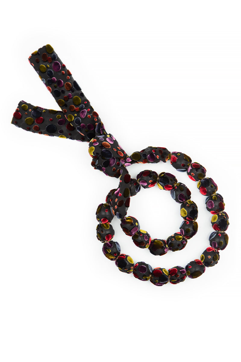 Festive Devoré Silk Velvet Bead Necklace