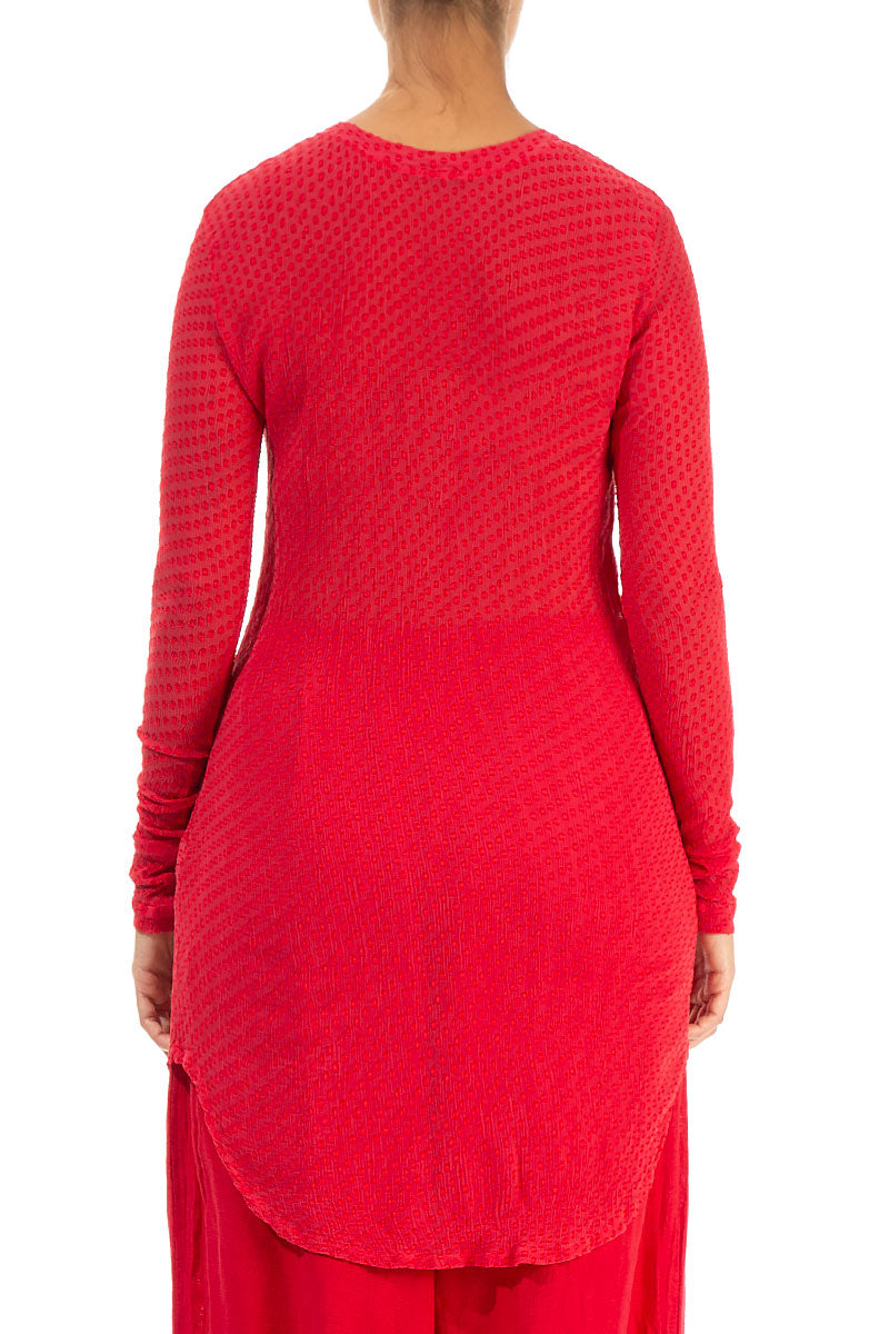 Fitted Red Dotty Silk Tunic
