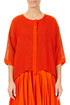 Flame Orange Centre Placket Mesh Silk Jacket 1