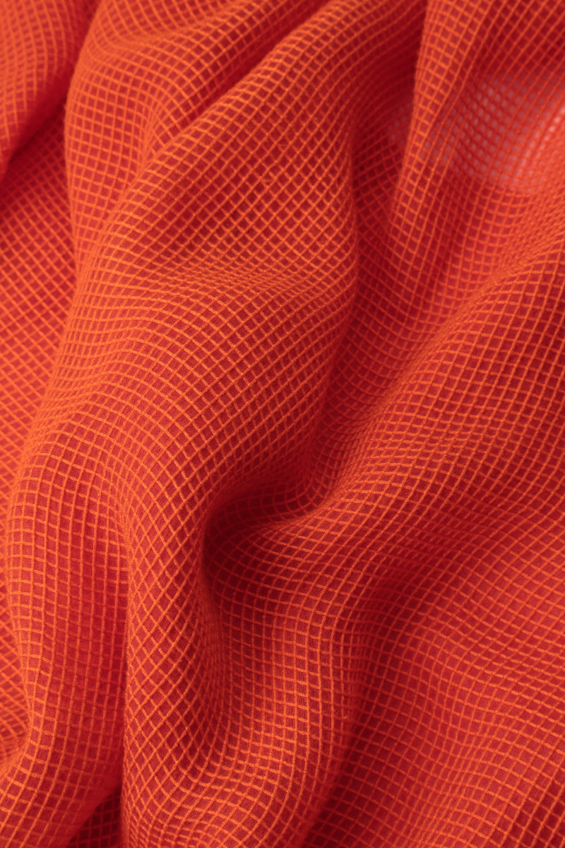 Flame Orange Centre Placket Mesh Silk Jacket 5