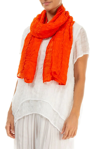 Flame Orange Light Textured Silk Scarf 3