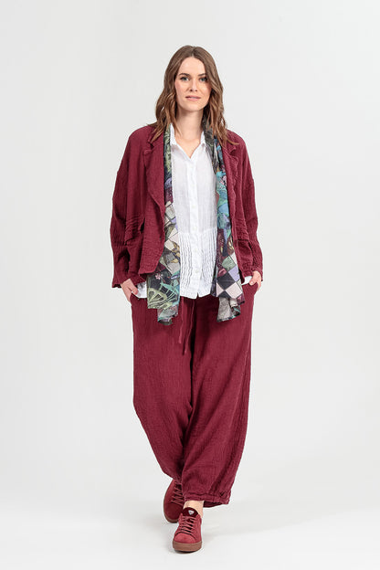 Flap Pocket Antique Ruby Linen Viscose Jacket 7