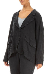 Flap Pocket Graphite Textured Linen Jacket 3