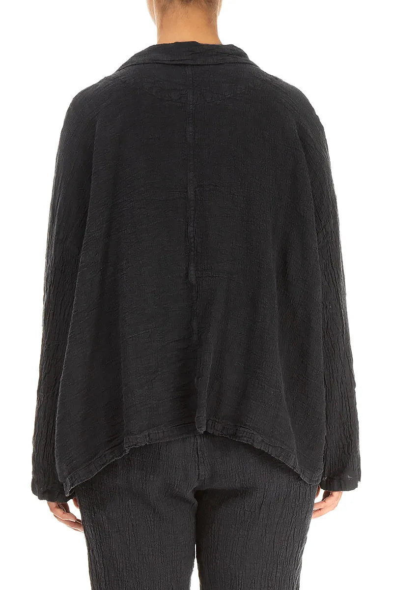 Flap Pocket Graphite Textured Linen Jacket 2