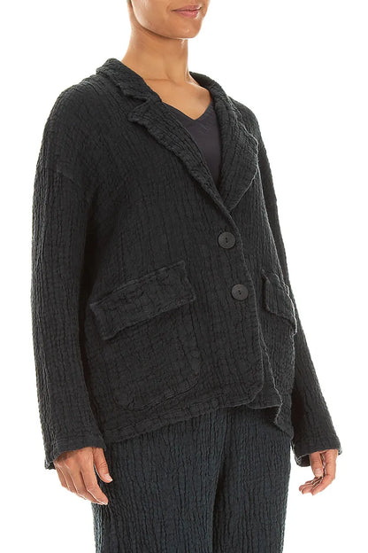 Flap Pocket Slate Textured Linen Jacket 3
