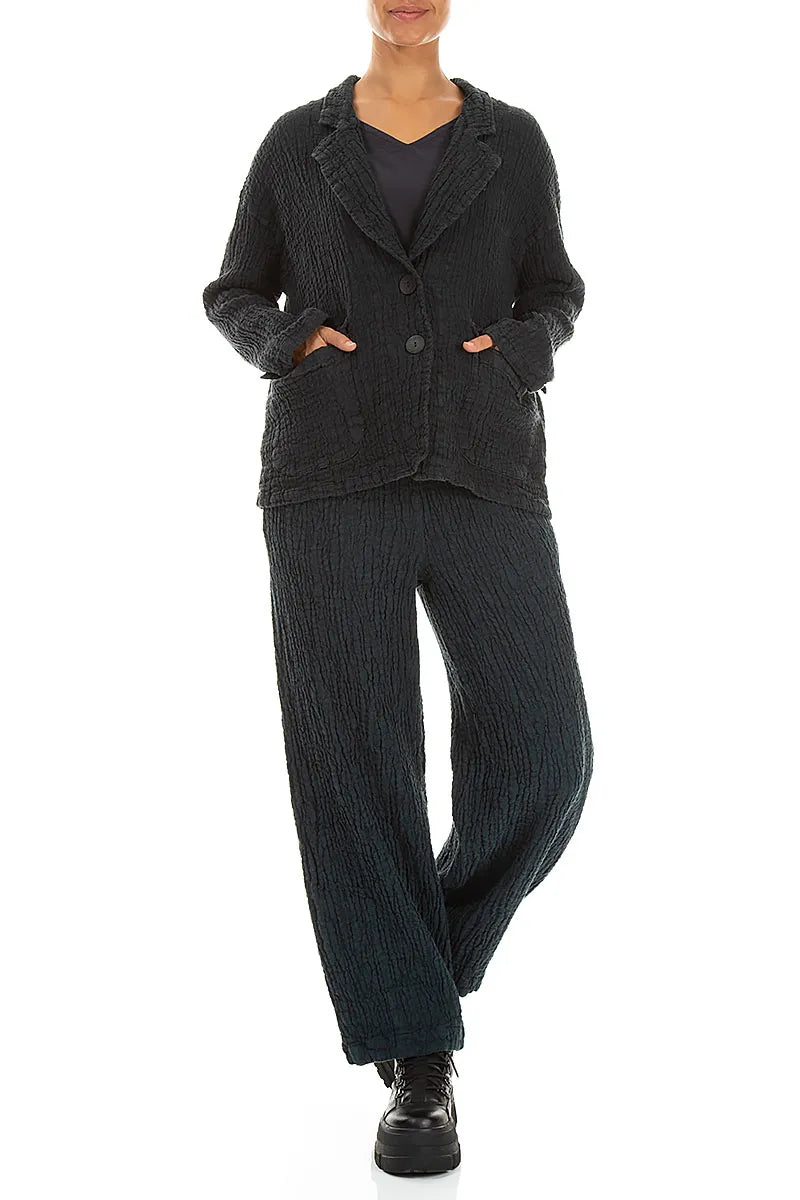 Flap Pocket Slate Textured Linen Jacket 4