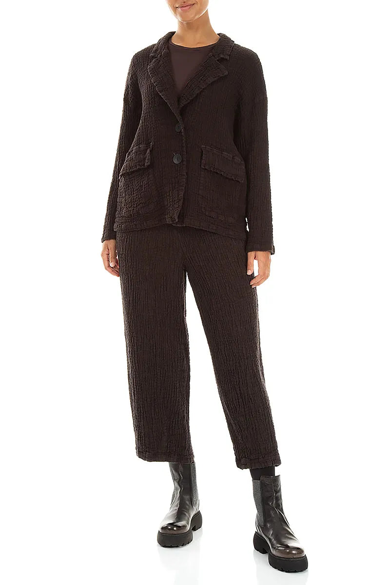 Flap Pocket Truffle Brown Textured Linen Jacket