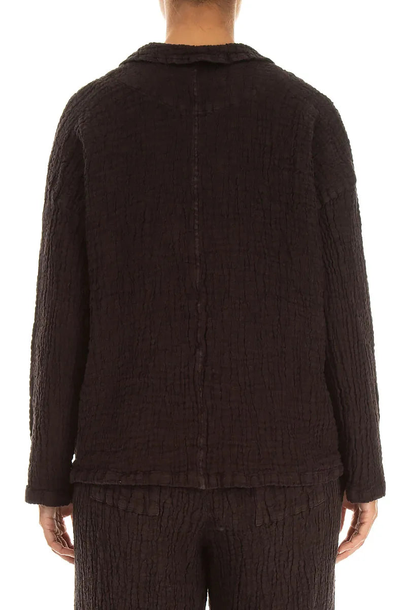 Flap Pocket Truffle Brown Textured Linen Jacket