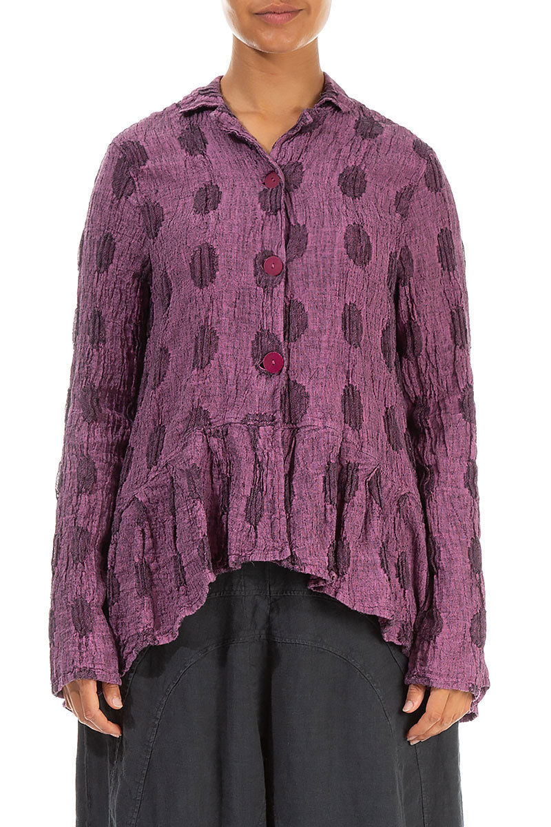 Flared Textured Bubbles Wild Berry Linen Jacket