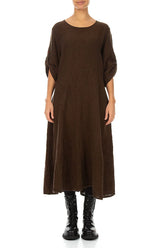 Flared A-Line Aged Copper Mélange Linen Dress 1