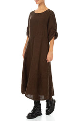 Flared A-Line Aged Copper Mélange Linen Dress 3