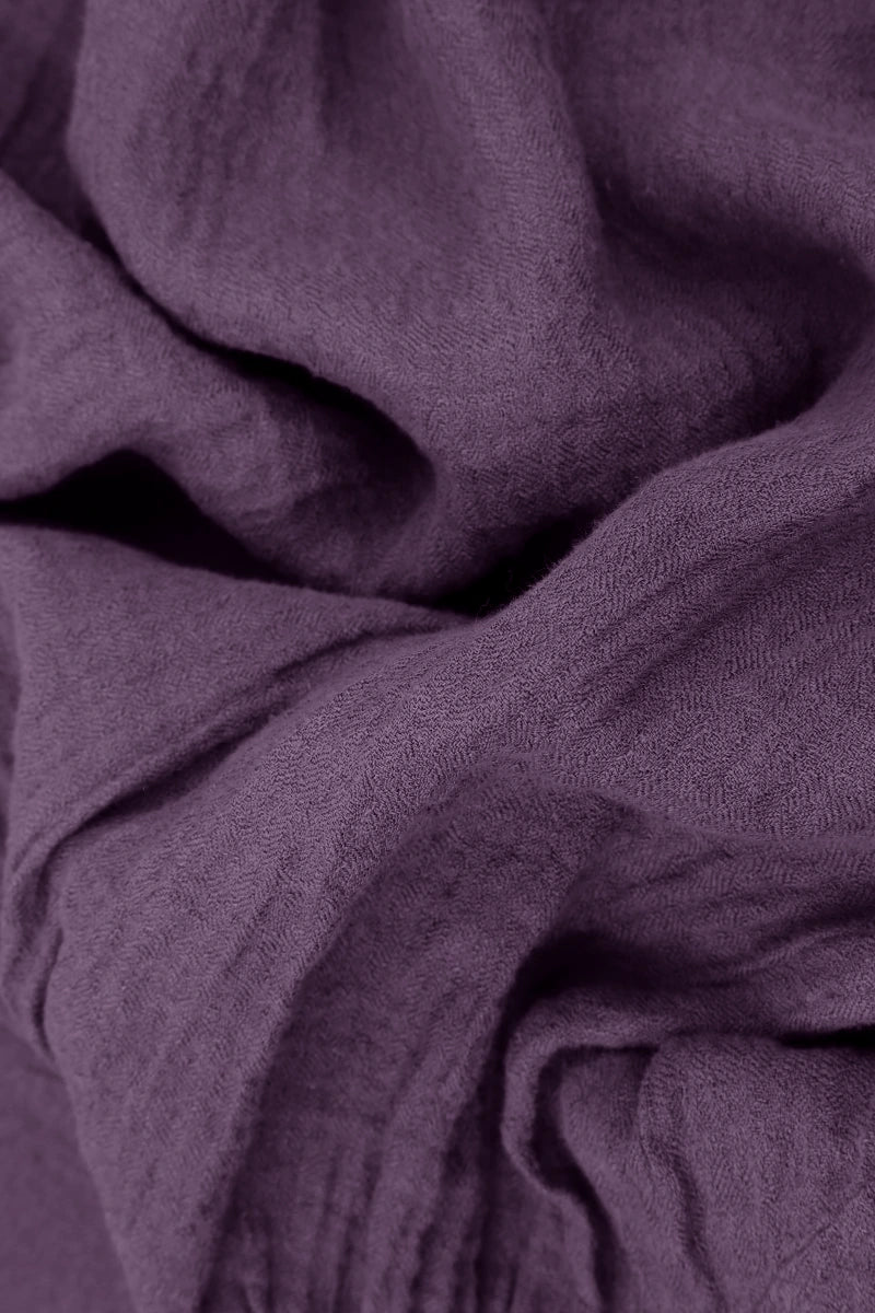 Flared Amethyst Crêpe Linen Dress