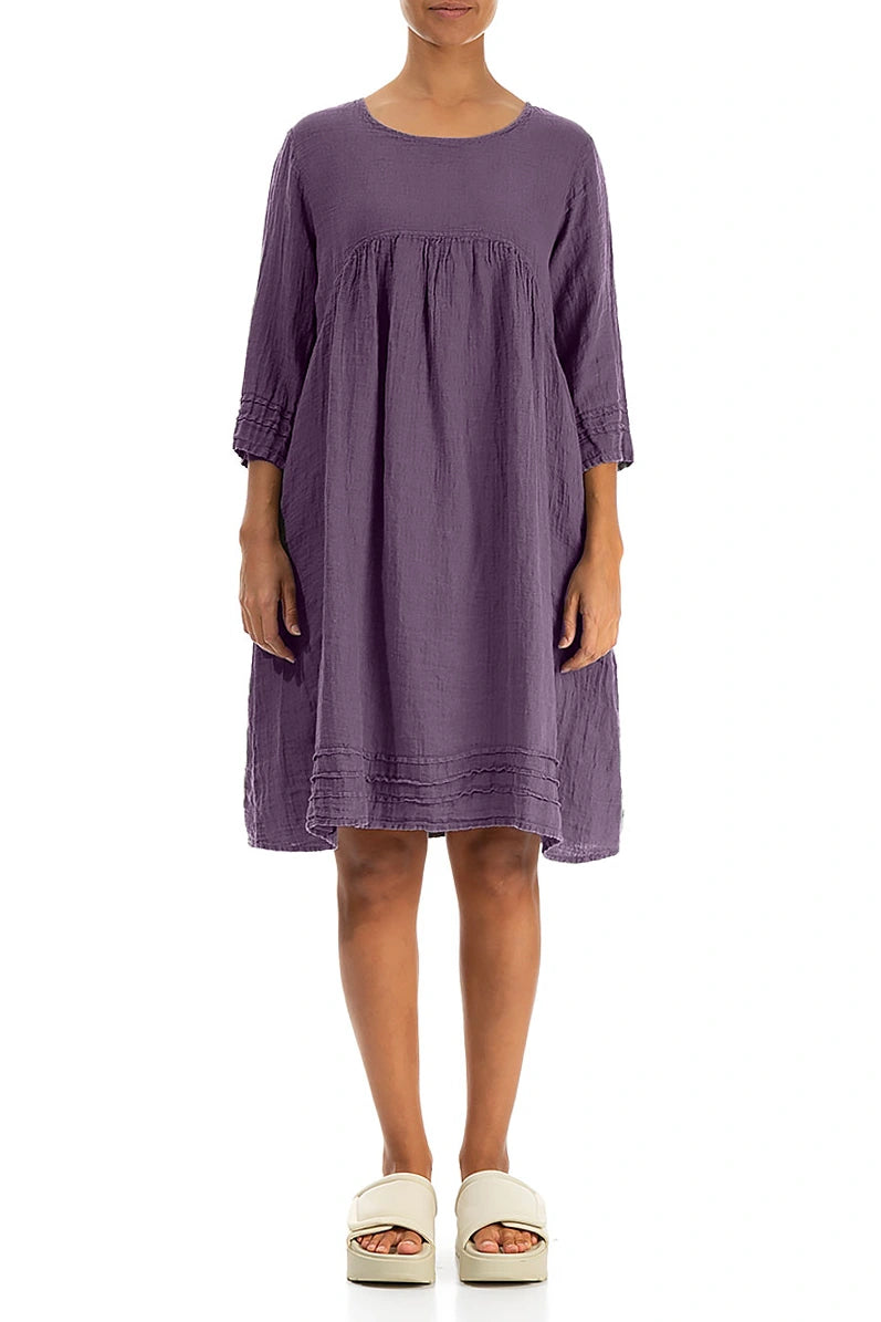 Flared Amethyst Crêpe Linen Dress
