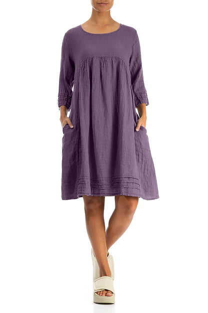 Flared Amethyst Crêpe Linen Dress