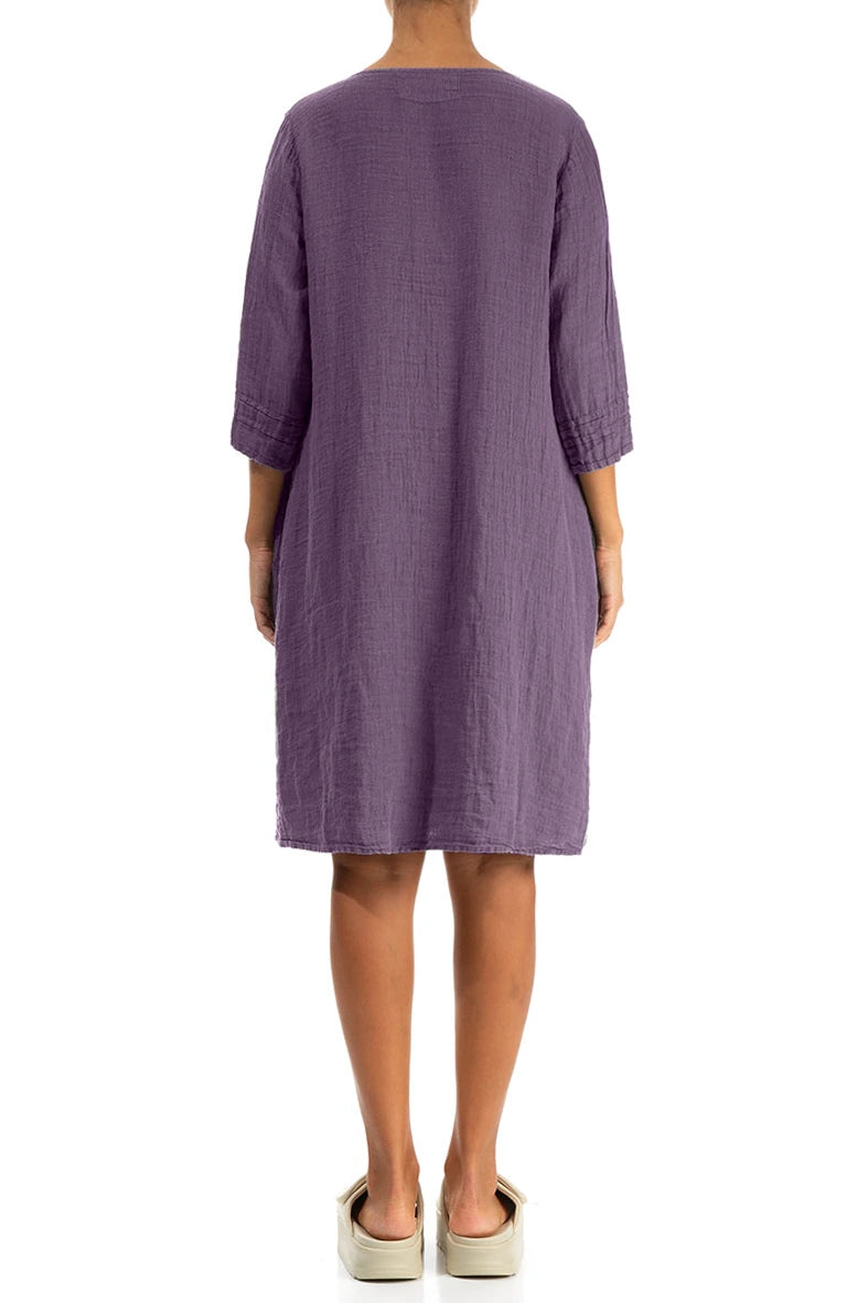Flared Amethyst Crêpe Linen Dress