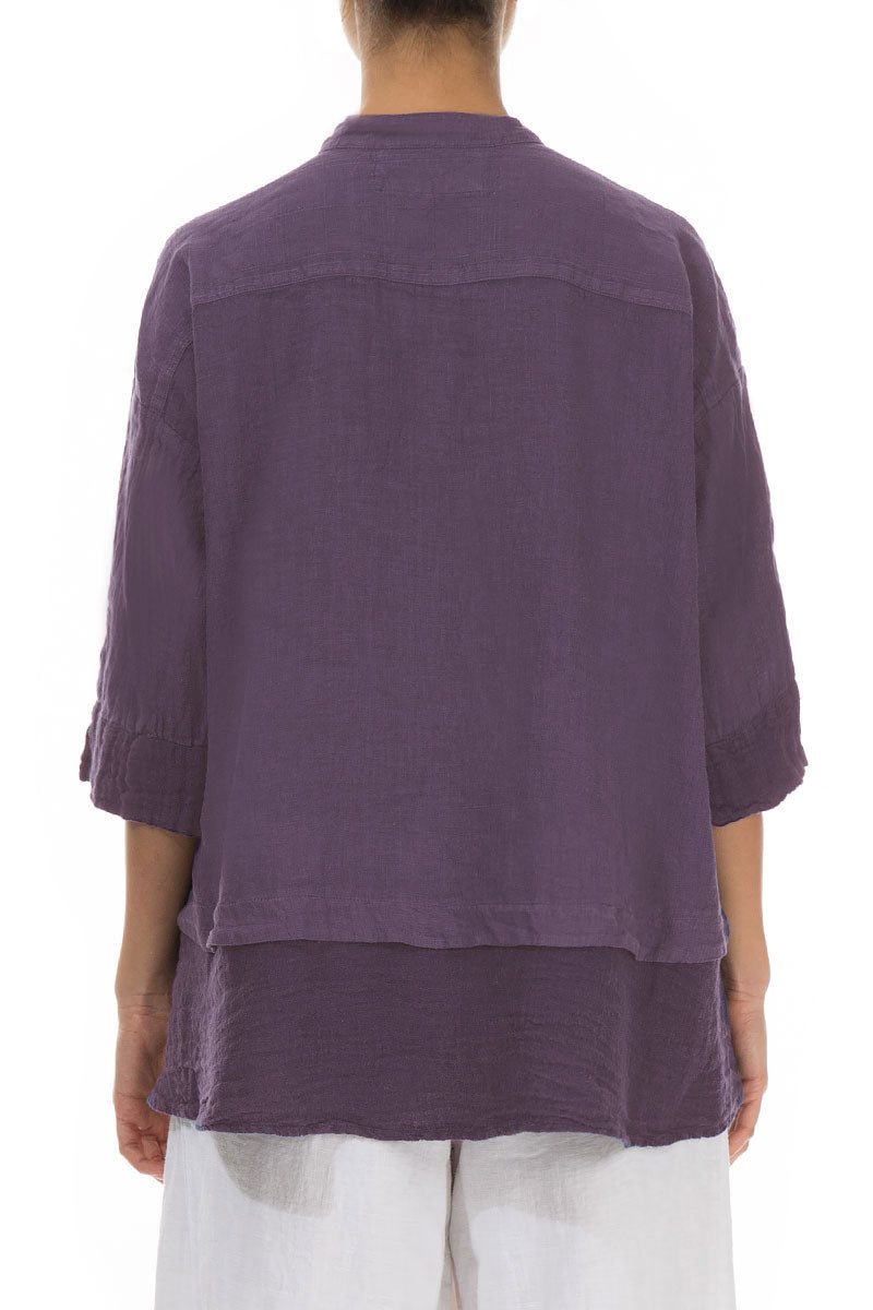 Chemise trapèze en lin améthyste