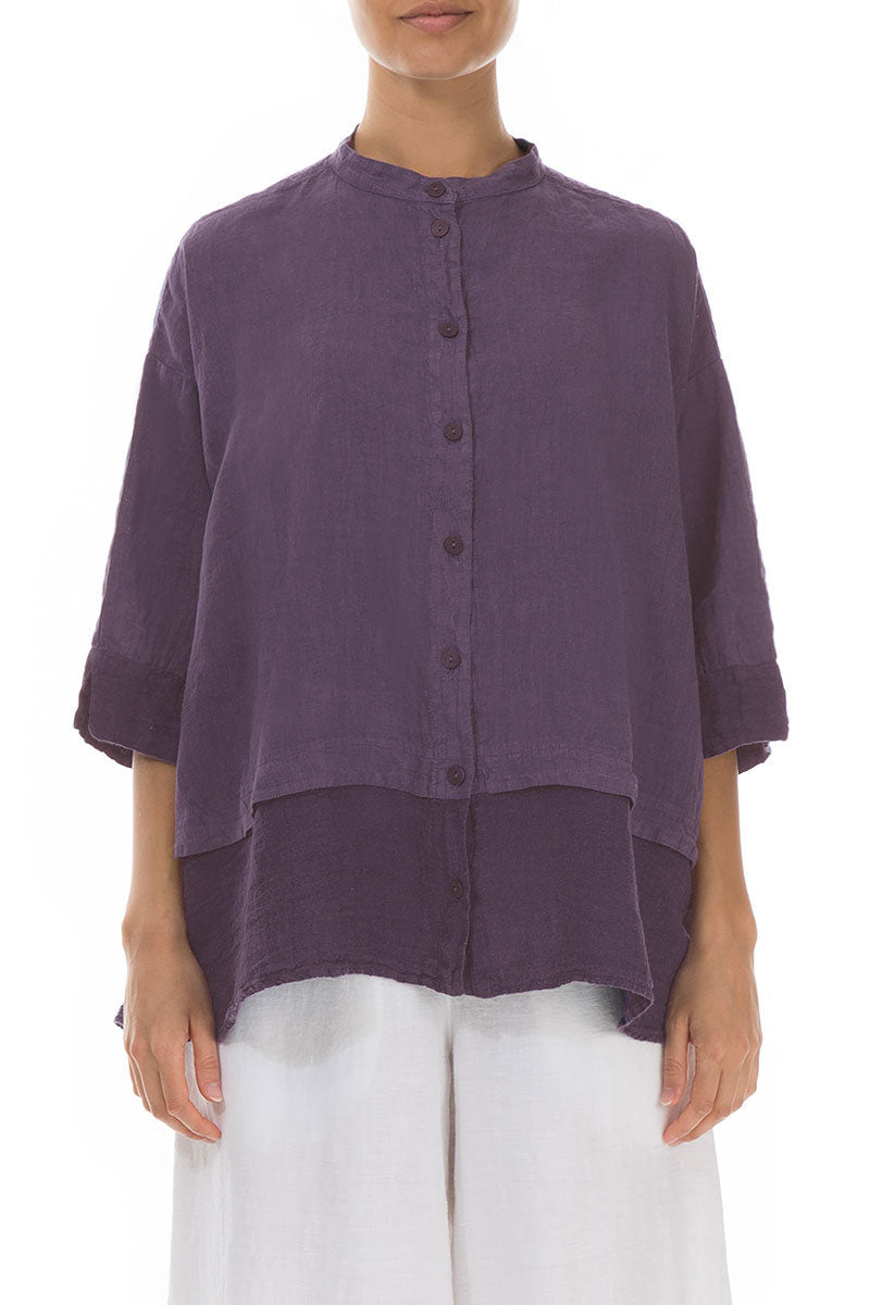 Flared Amethyst Linen Shirt