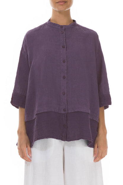 Flared Amethyst Linen Shirt