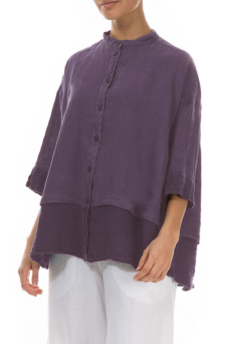 Flared Amethyst Linen Shirt