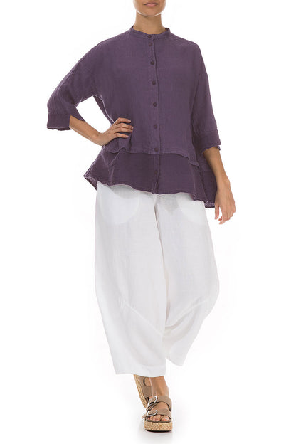 Flared Amethyst Linen Shirt