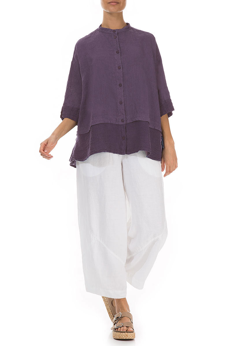 Flared Amethyst Linen Shirt