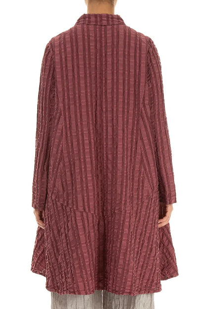 Flared Antique Ruby Checkered Linen Cotton Jacket