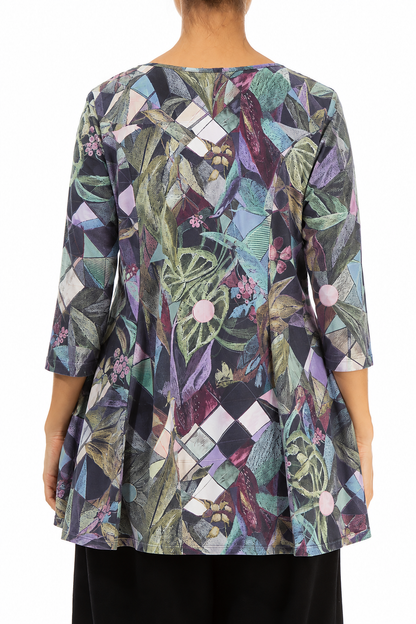 Flared Art Mosaic Cotton Tunic