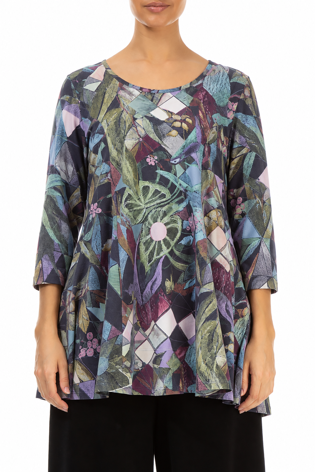 Flared Art Mosaic Cotton Tunic 1