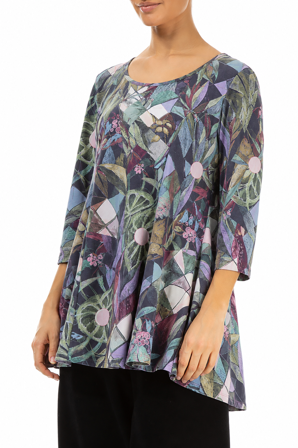 Flared Art Mosaic Cotton Tunic