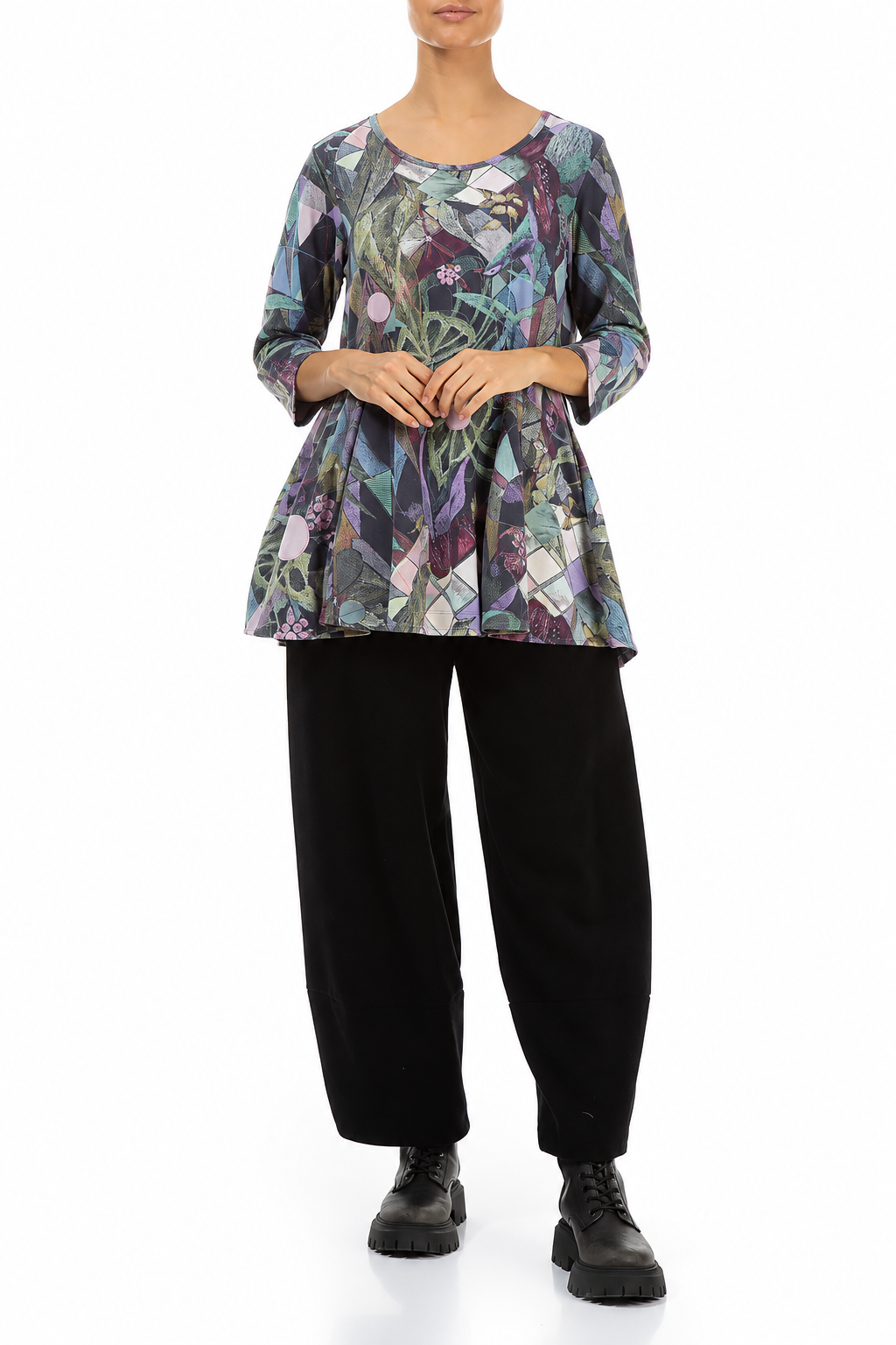 Flared Art Mosaic Cotton Tunic