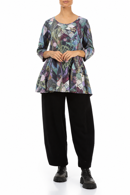 Flared Art Mosaic Cotton Tunic