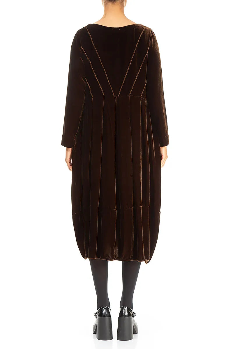 Flared Back Aged Copper Silk Velvet Dress 2