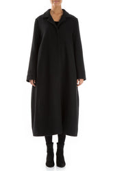Flared Back Black Wool Coat 1