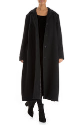 Flared Back Black Wool Coat 5