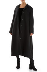 Flared Back Black Wool Coat 6