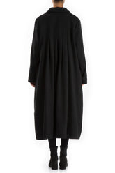 Flared Back Black Wool Coat 2