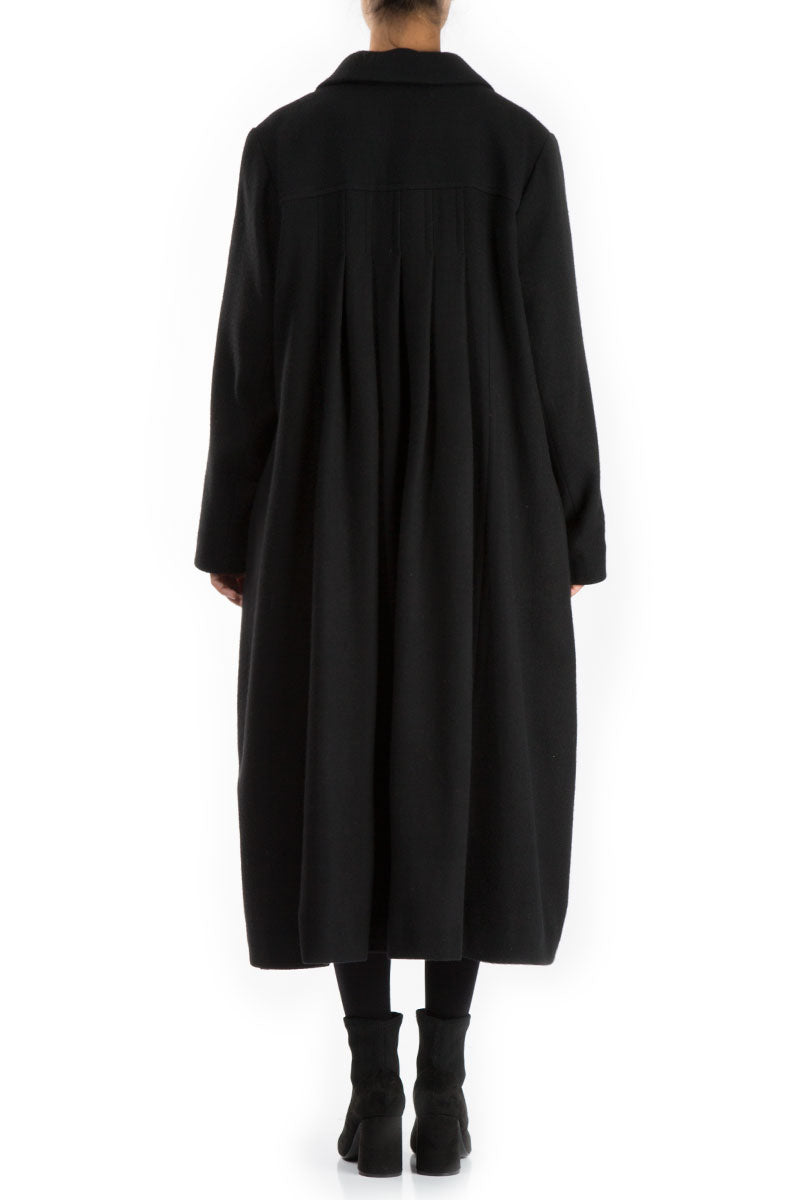 Flared Back Black Wool Coat 2