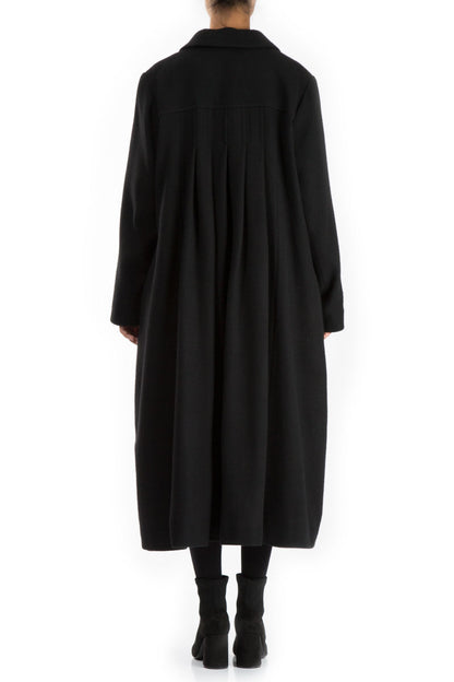 Flared Back Black Wool Coat 2