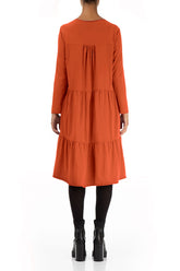 Flared Back Burnt Orange Cotton Dress 2
