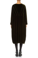 Flared Back Forest Mist Silk Velvet Dress 3