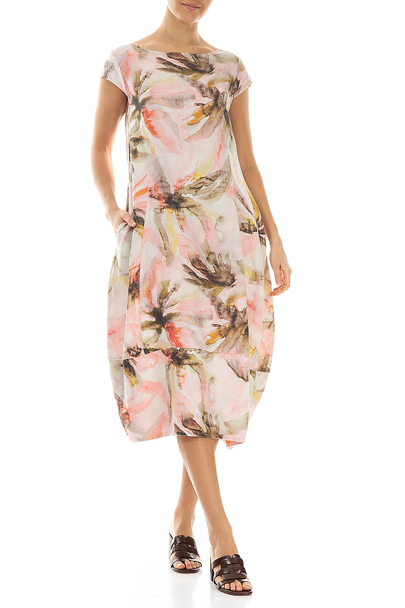 Flared Back Oasis Linen Dress 4